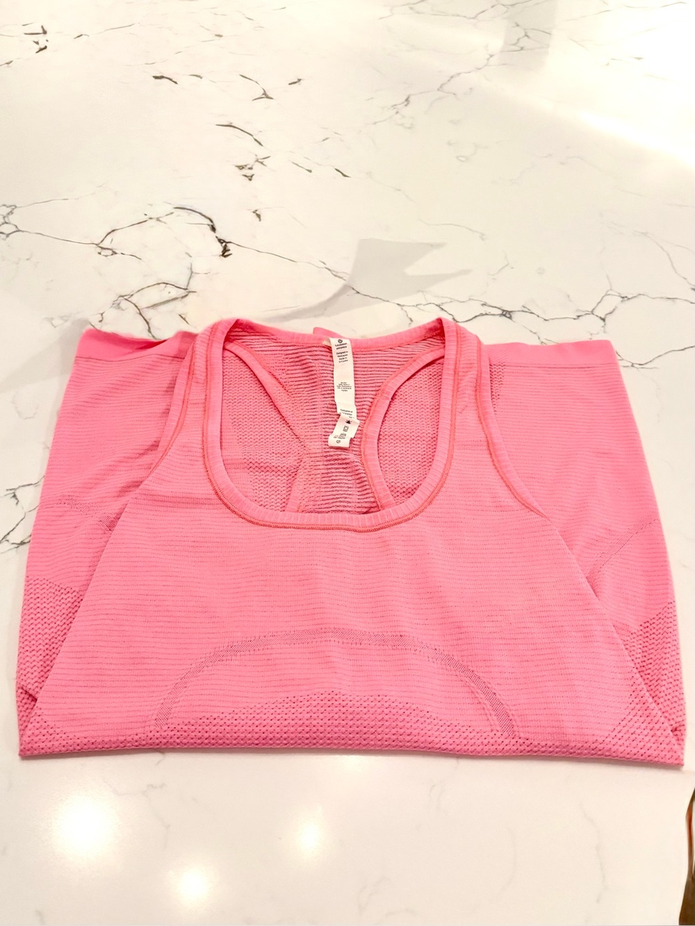 Lululemon Swifty Tech Racer Back Top pink and gray Stripped Top. Size 10
